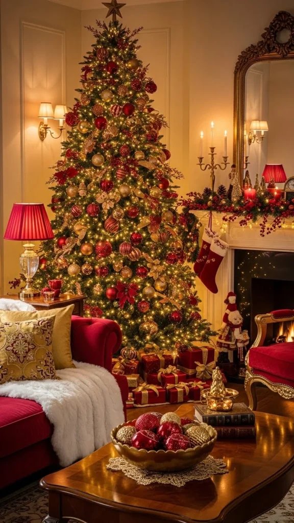 1. Classic Red & Gold Christmas Theme