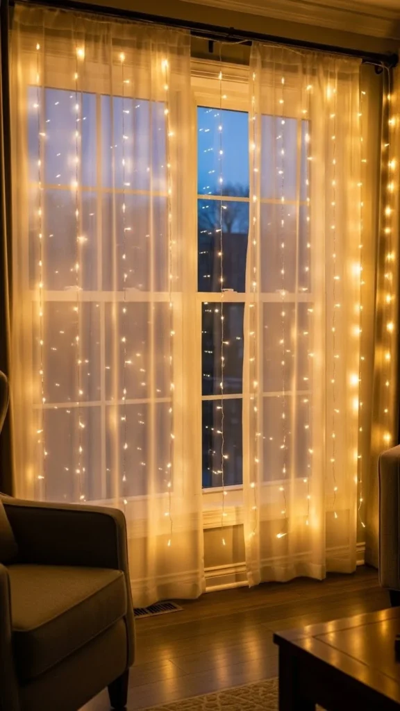 22. Soft Curtain Lights for a Gentle Glow