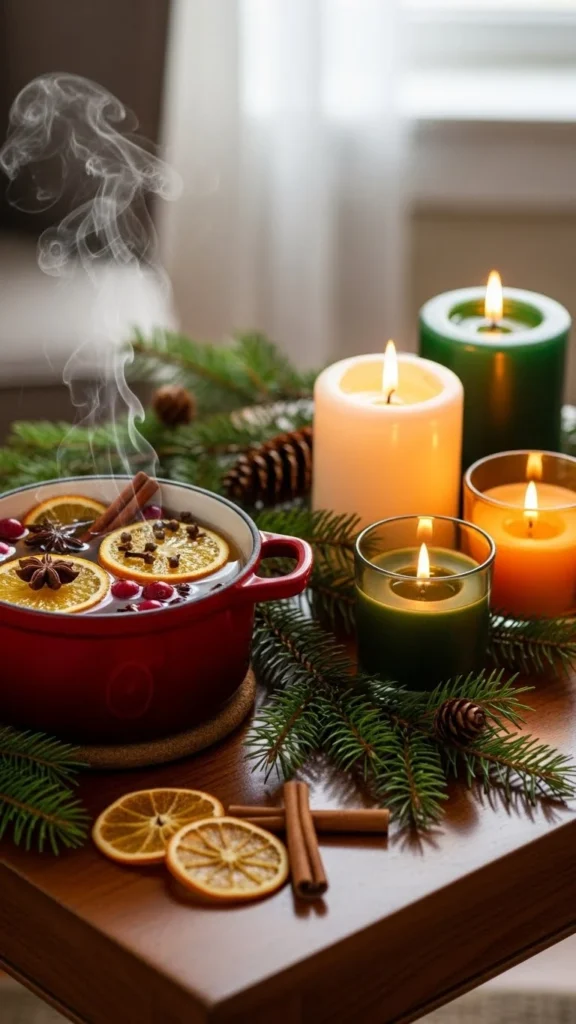 23. Holiday Scent Station on a Side Table