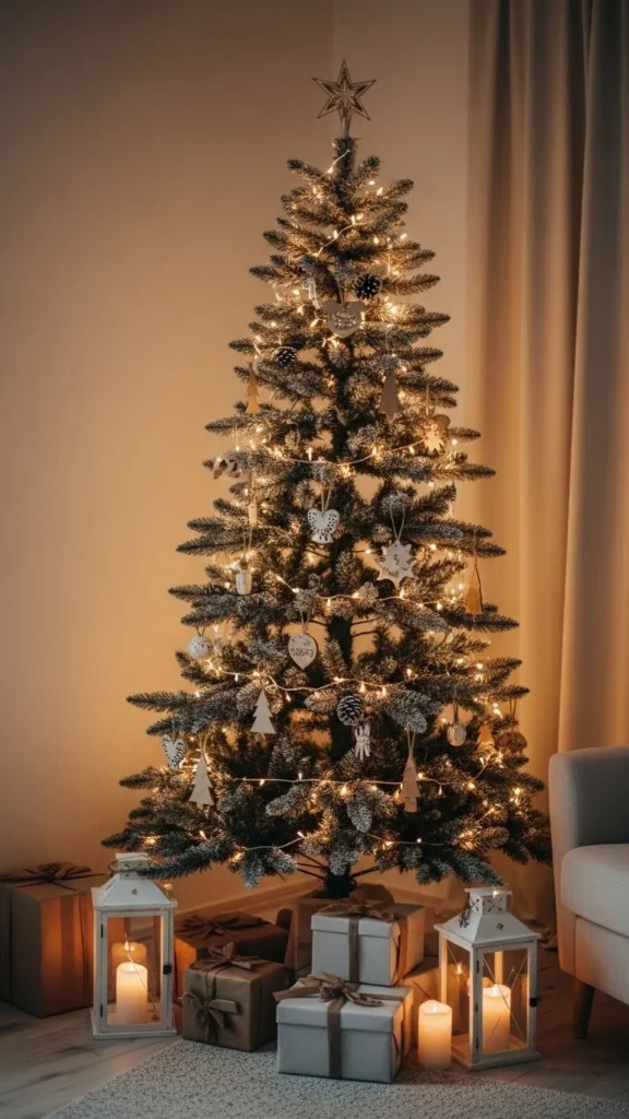 4. Evergreen & Natural Wood Touches