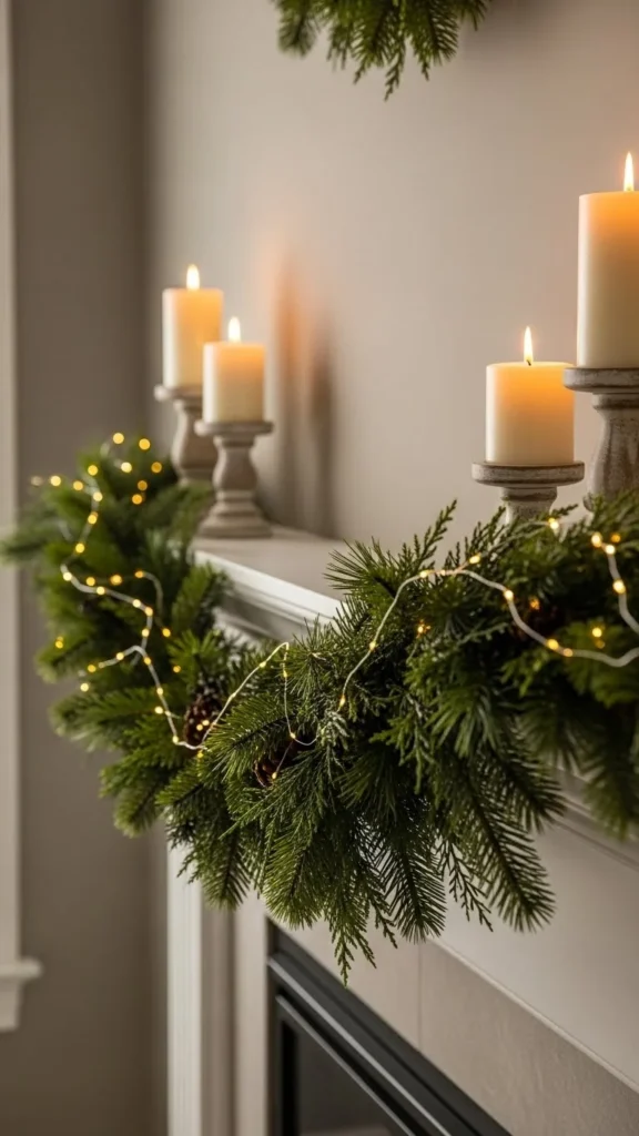 1. Greenery Garland With Twinkling Lights