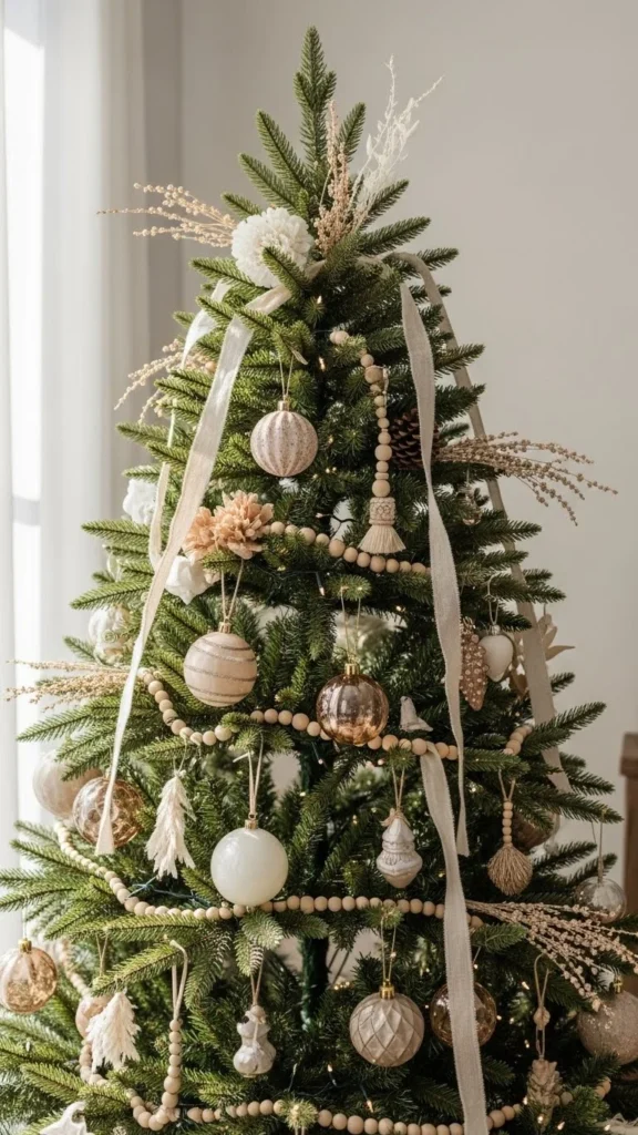 1. Neutral Boho Christmas Tree