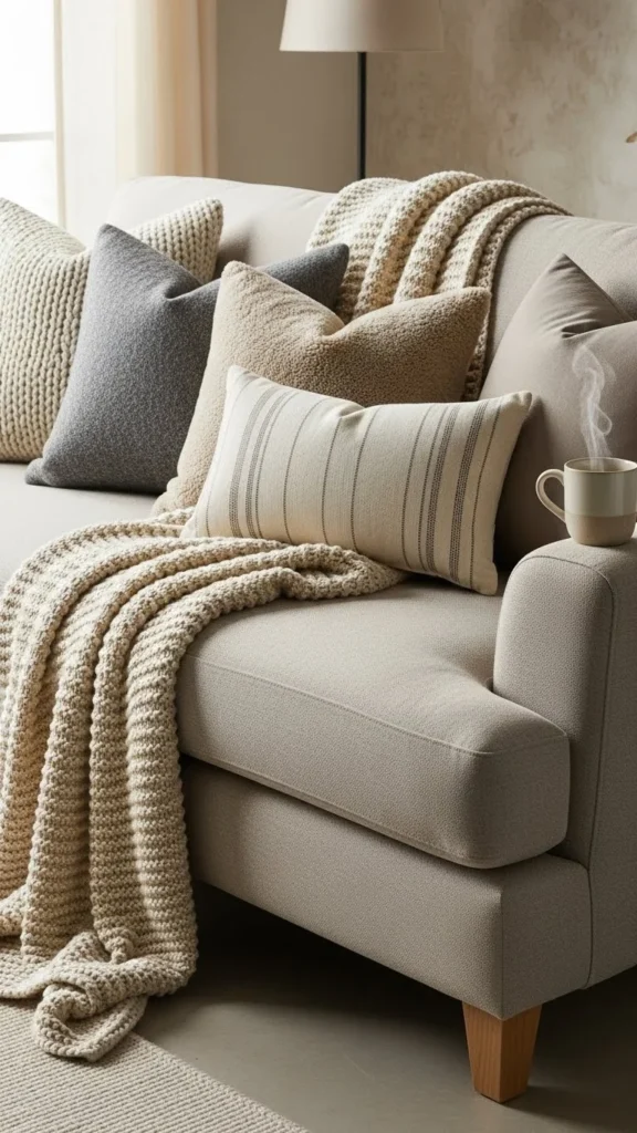 11. Use Soft Throws and Pillows