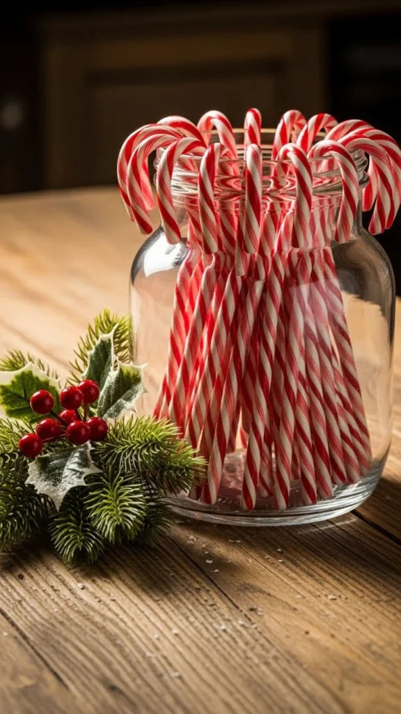 15. Candy Cane Jar on the Counter