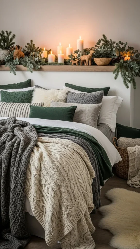 18. Create a Rustic Winter Shelf Display