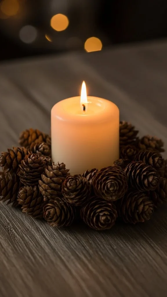 18. Pinecone Candle Ring
