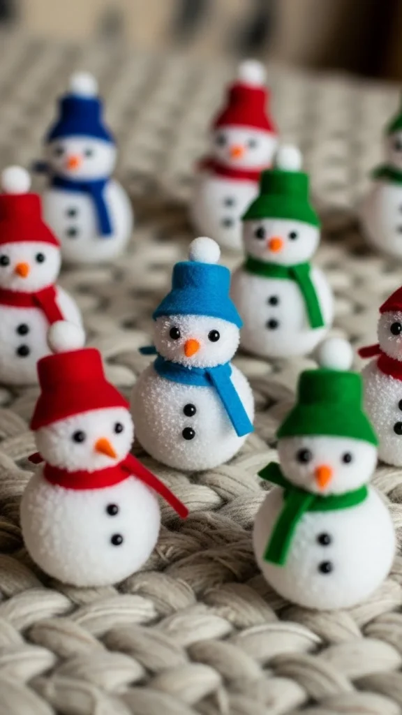18. Pom-Pom Snowmen