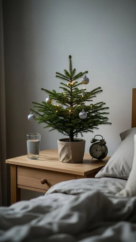 2. Place a Mini Tree on the Nightstand