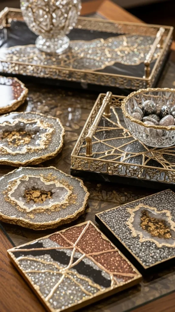 21. Glittery Coasters and Trays