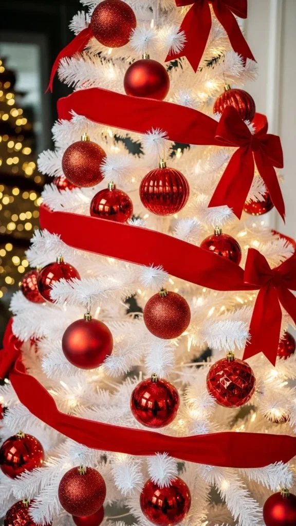 25. White Tree with Red Accents