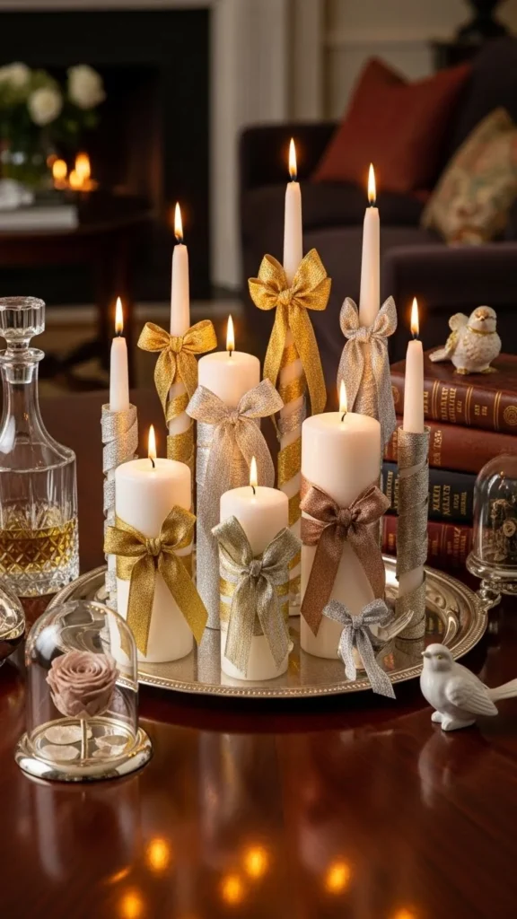 27. Ribbon-Wrapped Candles