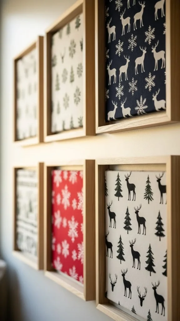 3. Framed Christmas Fabric Panels