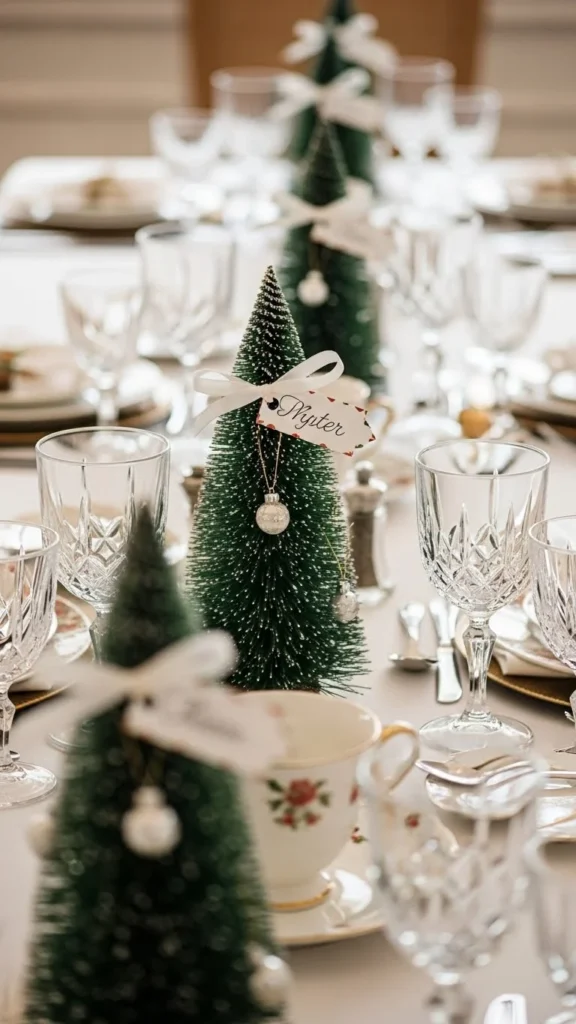 3. Mini Christmas Trees as Place Cards