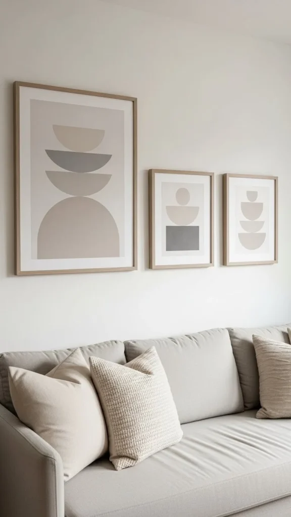 3. Neutral Wall Art with Calm Shapes
