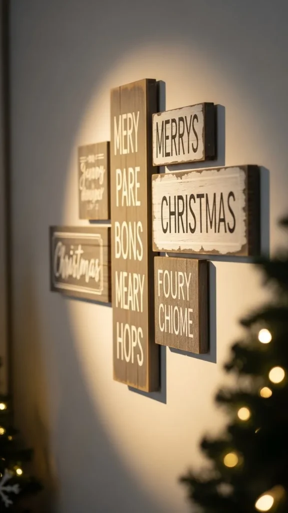 4. Wooden Sign Christmas Wall Cluster