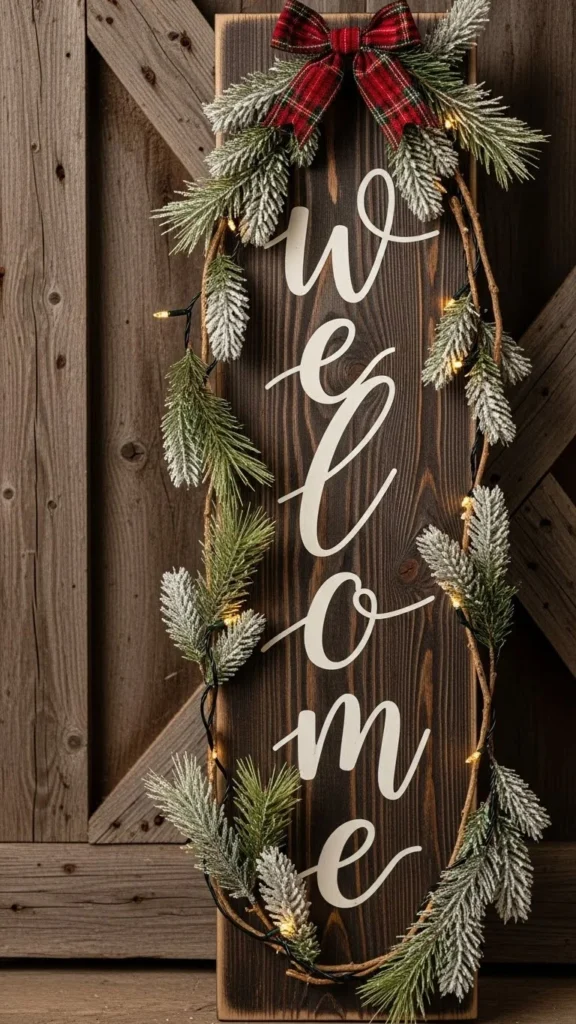 5. Rustic Wooden Welcome Sign