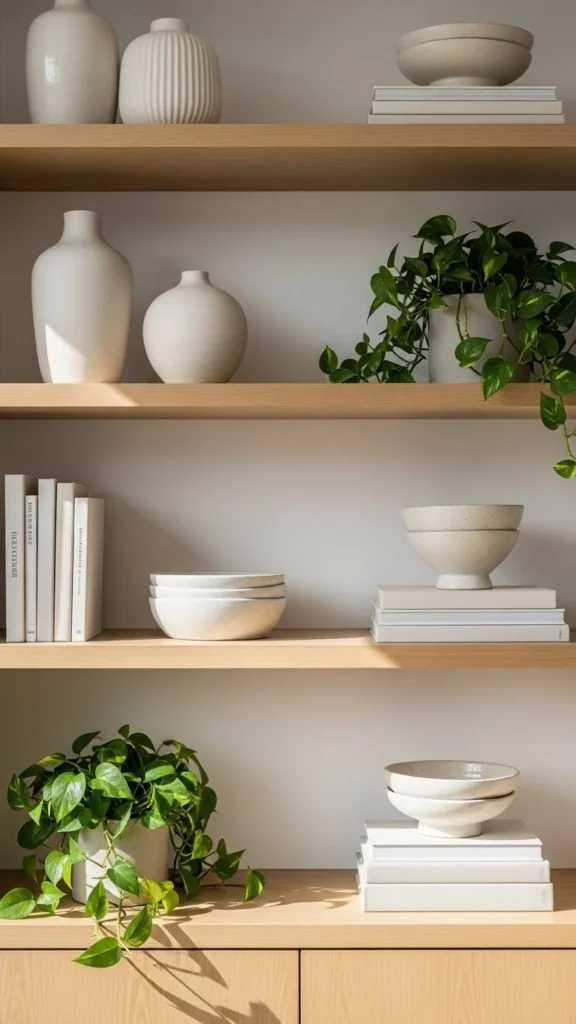 6. Open Shelves with Breathing Room