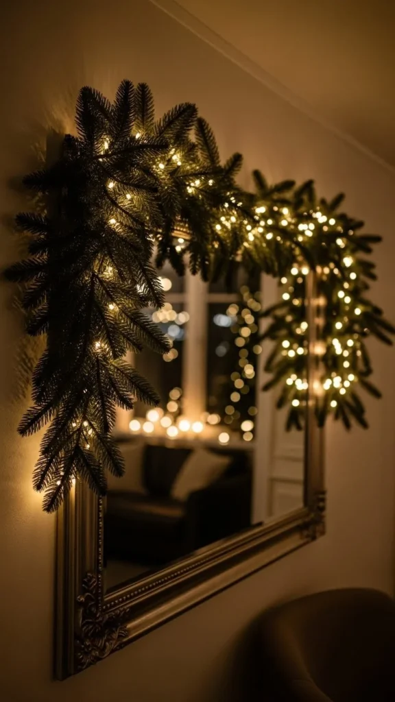 7. Garland Draped Over Wall Mirrors