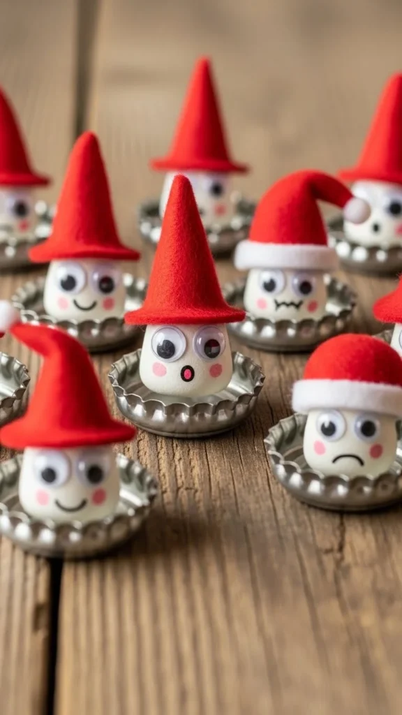 8. Bottle Cap Santa Faces