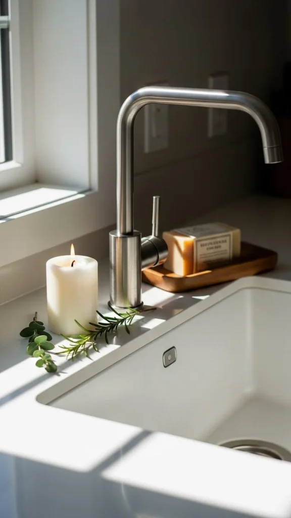 9. Christmas Candles by the Sink