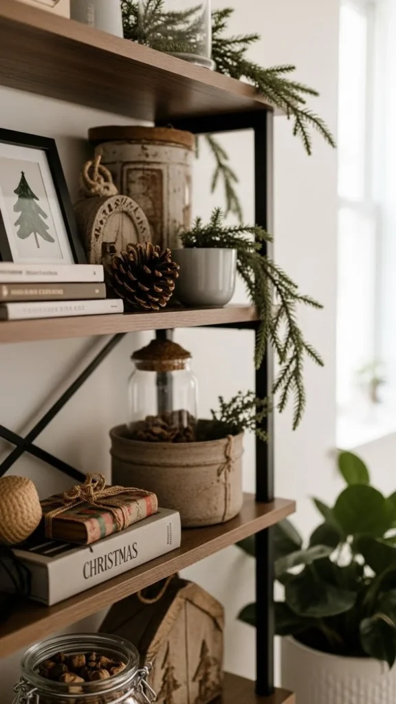 Christmas shelf styling